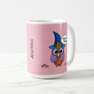 Caneca De Café Coruja do Assistente de Cartoons - Trick ou Tratar