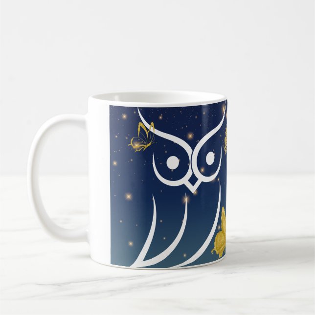 Caneca De Café Coruja e Borboletas (Esquerda)