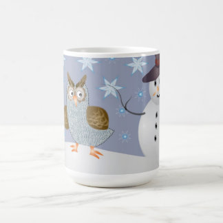 Caneca De Café Coruja e o boneco de neve