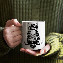 Caneca De Café Coruja Ilustrada