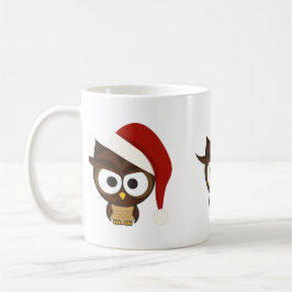 Caneca De Café Coruja Irritada vestindo o Chapéu Santa