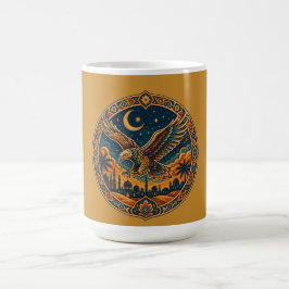 Caneca De Café Coruja Mística Árabe Crescente Lua Arte do Deserto