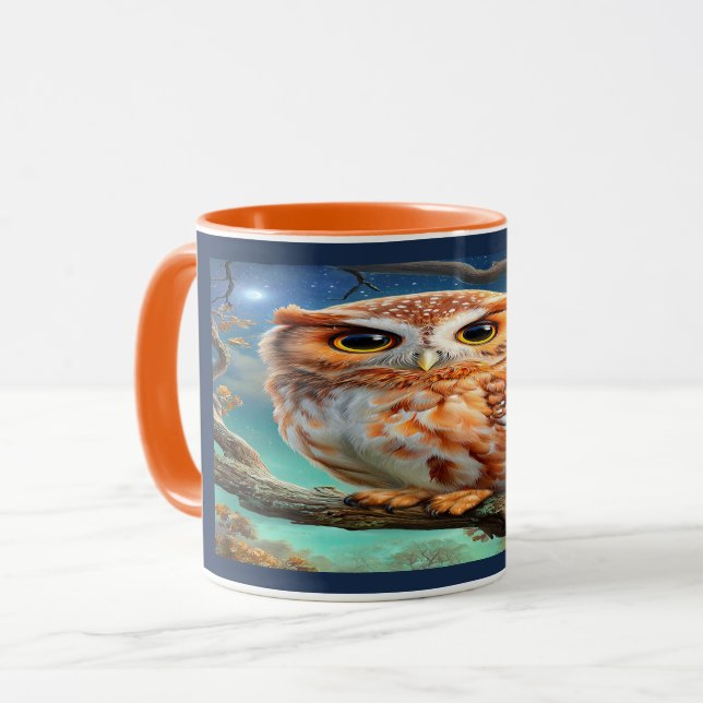 Caneca de Café Coruja Noturna Floresta Encantada (Frente Esquerda)