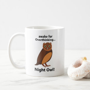 Caneca De Café Coruja Noturna Pensativa Engraçada