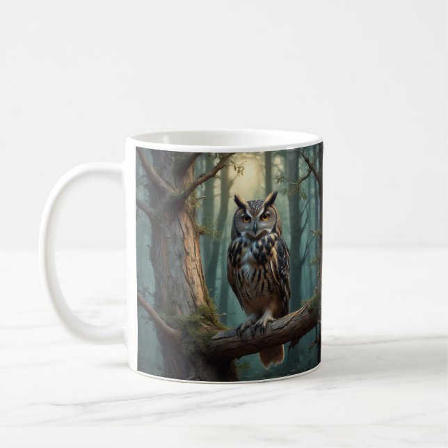 Caneca De Café Coruja numa Floresta Mágica (Esquerda)