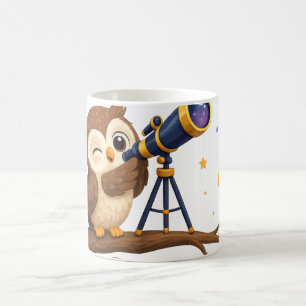 Caneca De Café Coruja Observadora de Estrelas