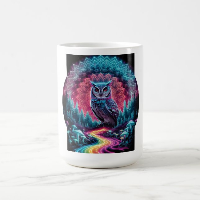Caneca De Café Coruja Psicodélica Mandala - Arte Florestal Trippy (Centro)