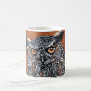 Caneca De Café Coruja-real sobre Laranja