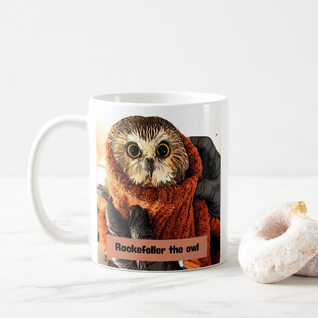 Caneca De Café Coruja, Rockefeller, (Com Donut)