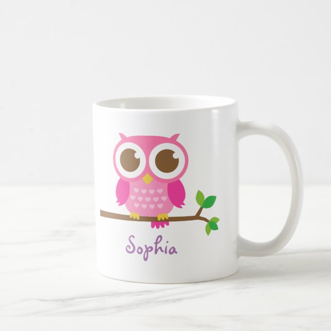 Caneca De Café Coruja Rosa Fofa Para Meninas (Direita)