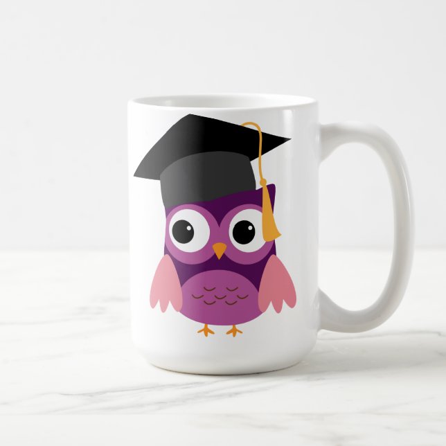 Caneca De Café Coruja Roxa com Boné Graduação (Direita)