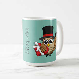 Caneca De Café Coruja sofisticada com caixa de chocolate cardíaco