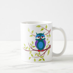 Caneca De Café Coruja sonolento bonito em uns desenhos animados