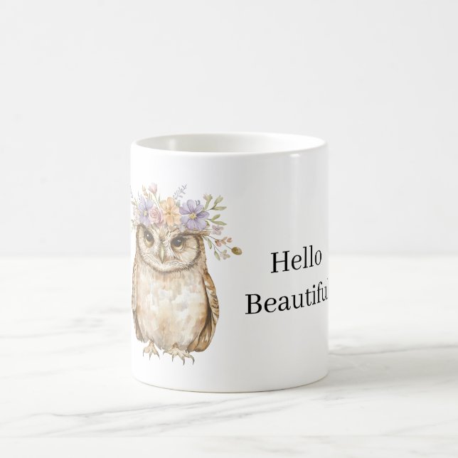 Caneca De Café Coruja usando Flores (Centro)