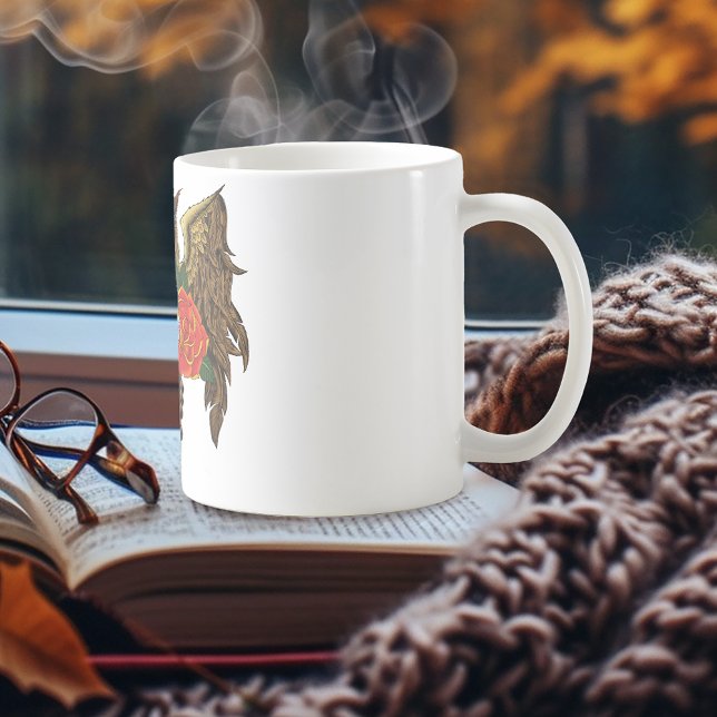 Caneca De Café Coruja Vermelha do Crânio (Criador carregado)