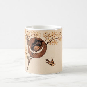 Caneca De Café Coruja Vintage em Lua