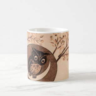 Caneca De Café Coruja Vintage na Lua