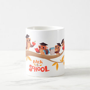 Caneca De Café Corujas bonitas de volta à graduação escolar