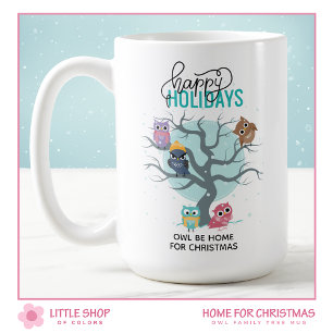 Caneca De Café Corujas de Inverno Natal Personalizado