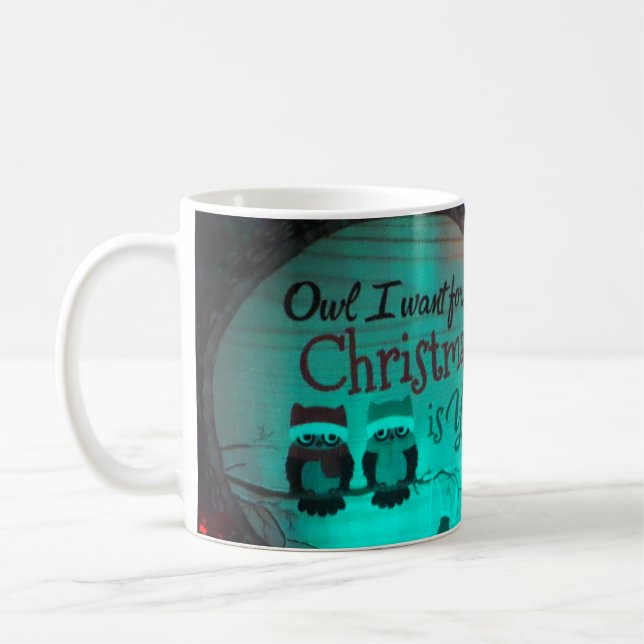Caneca De Café Corujas de Natal (Esquerda)
