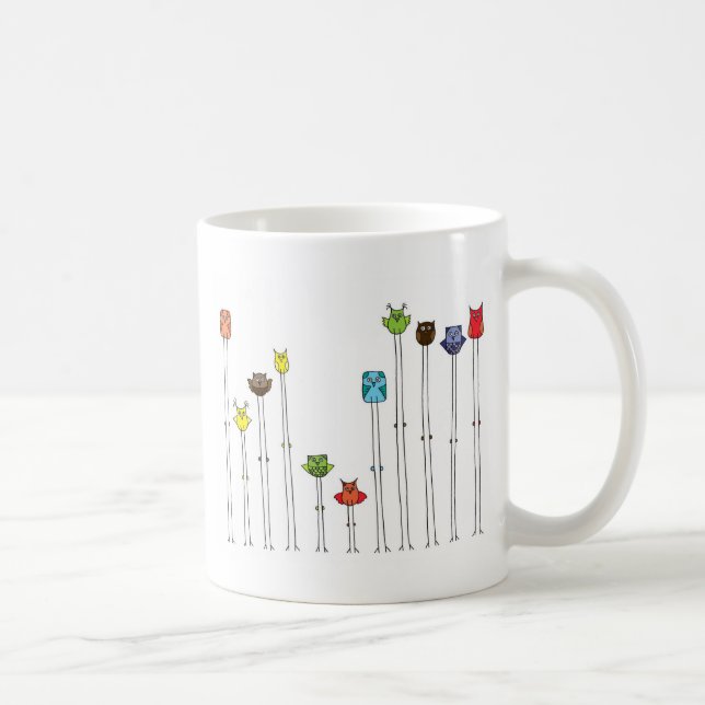 Caneca De Café Corujas em Multicolors (Direita)