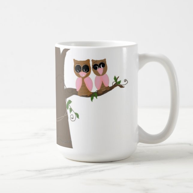 Caneca De Café Corujas Rosa e Marrom Fora do Limite (Direita)