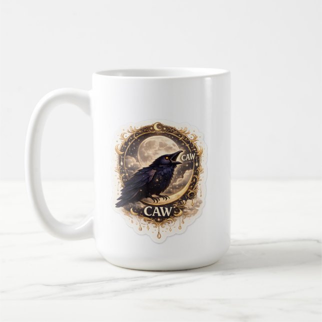 Caneca De Café Corvo Celestial Lua Noite Gótica Vibes da Natureza (Esquerda)