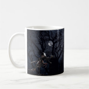 Caneca De Café Corvo e Esqueleto de Rato ao Luar