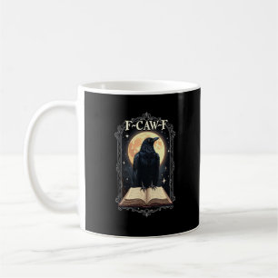 Caneca De Café Corvo F-Caw-F Engraçado Dia das Bruxas Corvo Lua