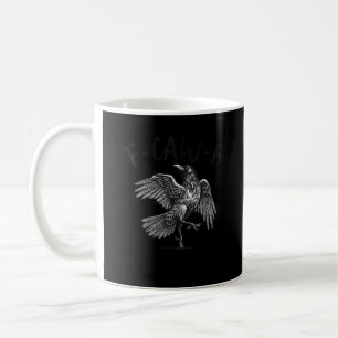 Caneca De Café Corvo, F-Caw-F Pássaro Engraçado Gráfico Retro