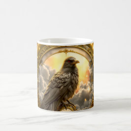 Caneca De Café Corvo Guardião do Tempo – Relógio Gótico 