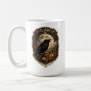 Caneca De Café Corvo Místico Sob a Lua Estética Celestial Escura
