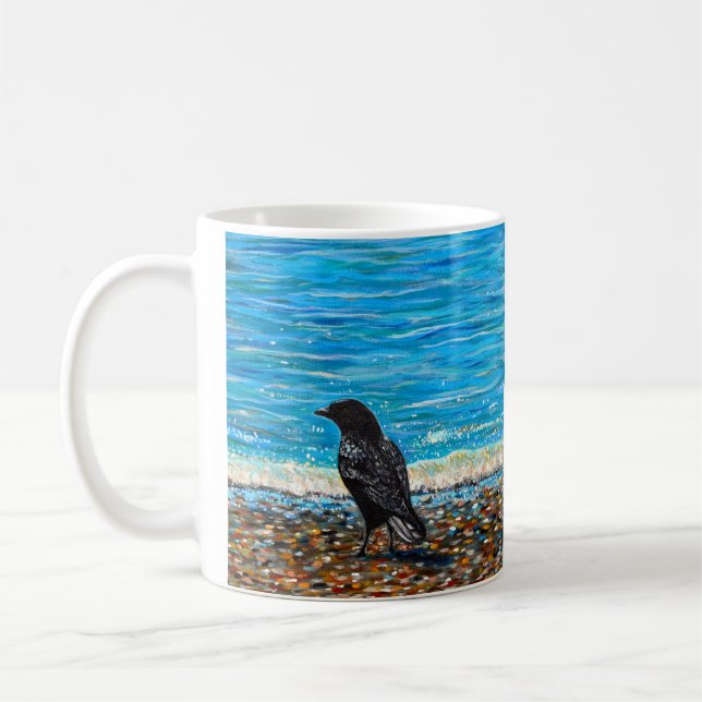 Caneca De Café Corvo na pintura Beach 2 (Esquerda)
