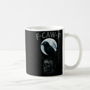 Caneca De Café Corvo Preto Gótico Crânio Lua Halloween