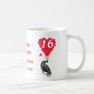Caneca De Café Corvo romântico personalizado Doce Dezesseis