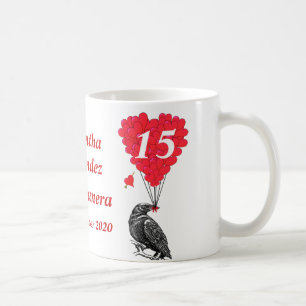 Caneca De Café Corvo romântico personalizado Quinceanera