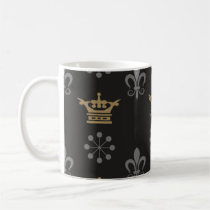 Caneca De Café Corvos de ouro no Papel de parede preto, padrão se