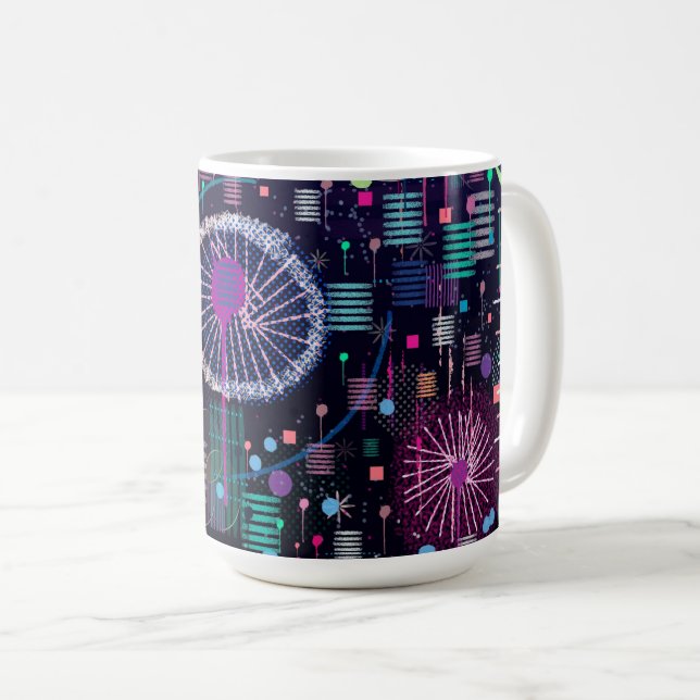 Caneca De Café Cosmic Snow Storm: Abstract Maximalism Art (Frente Esquerda)