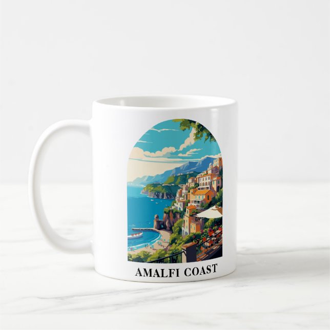 Caneca De Café Costa do Amalfi Itália Viagem Retro (Esquerda)
