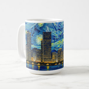 Caneca De Café Costa Dourada de Miami Futebol Elegante e Arte Fin