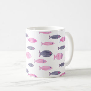 Caneca de Café Costeira com Peixes Coloridos Fofos
