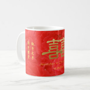 Caneca De Café Costume chinês do grupo de chá da felicidade do
