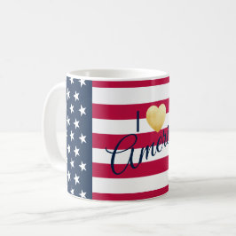 Caneca De Café Costume Dizer Que Eu Amo A América Estrelas Stripe