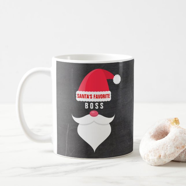 Caneca De Café Costume favorito do chefe do papai noel engraçado (Com Donut)