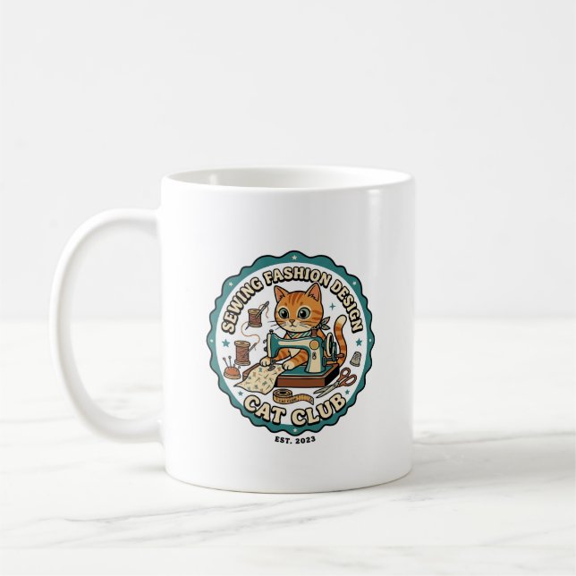 Caneca De Café Costura Design de Moda Gato Presente para Amantes  (Esquerda)
