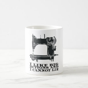 Caneca De Café Costura - Gosto De Botões Grandes E Não Posso Ment