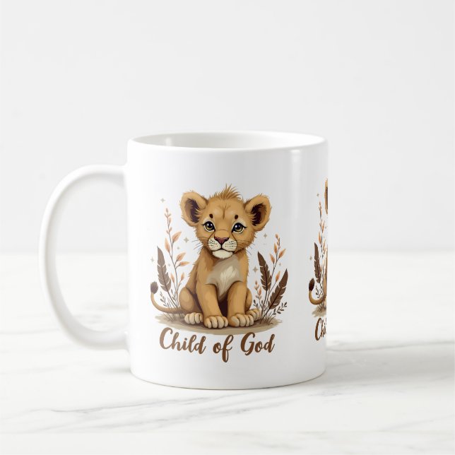 Caneca De Café Cota de Arte Cristã de Leão Adorável (Esquerda)