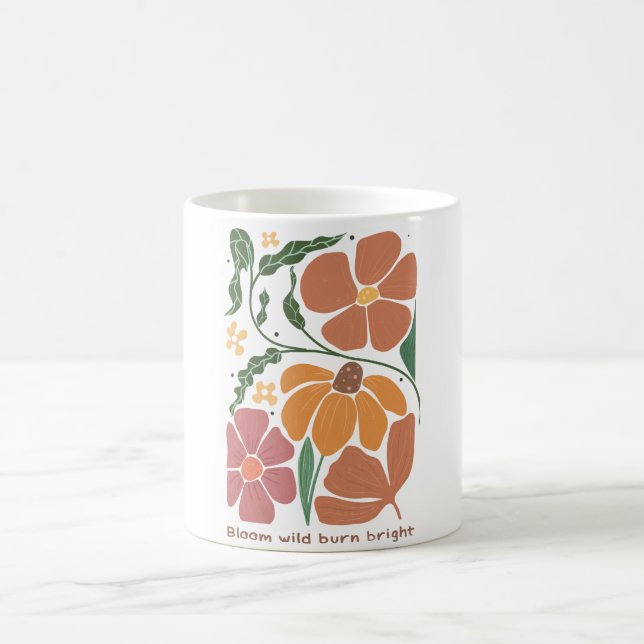 Caneca De Café Cota de Inspiração Floral de Boho Retroativo (Centro)