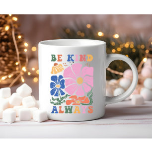 Caneca De Café Cota de Motivação Floral de Boho Retroativo - Seja