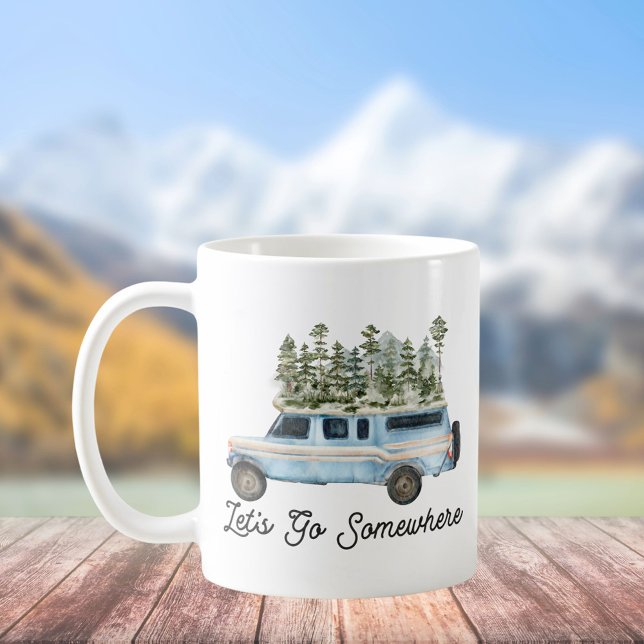 Caneca De Café Cota de Viagem de Camping Vamos a Algum Lugar (In situ)